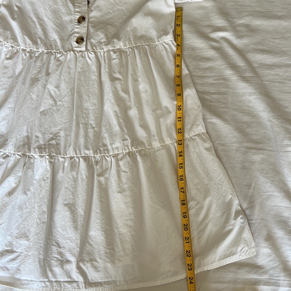 Madewell Button Front Babydoll Tiered Mini Dress - White - Picture 9 of 11